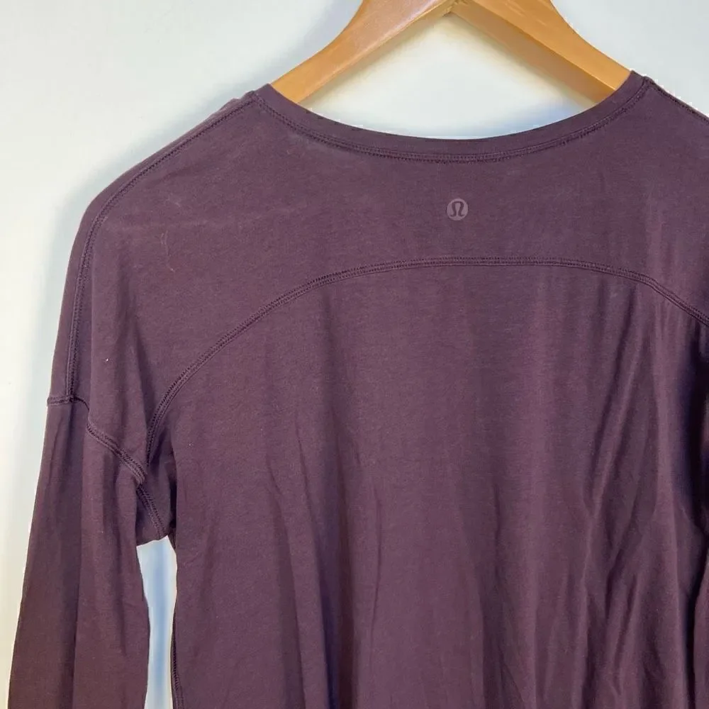 Lululemon Long Sleeve Shirt Asymmetrical Hem Dark Purple Top women’s size 4